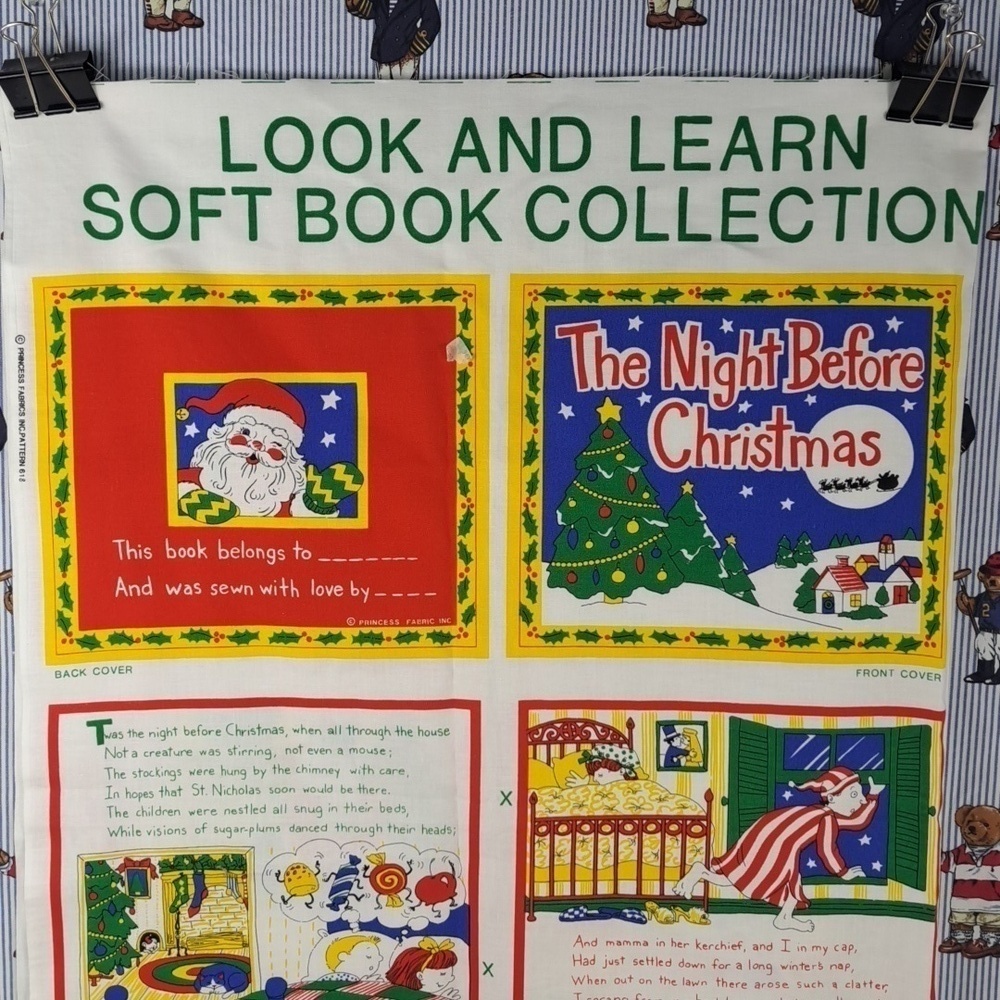 Christmas look & learn soft book collection Princess fabrics inc book pattern